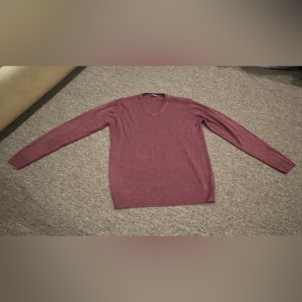 EUC Mens Dunnes Burgundy V-Neck M Sweater LS top pull over